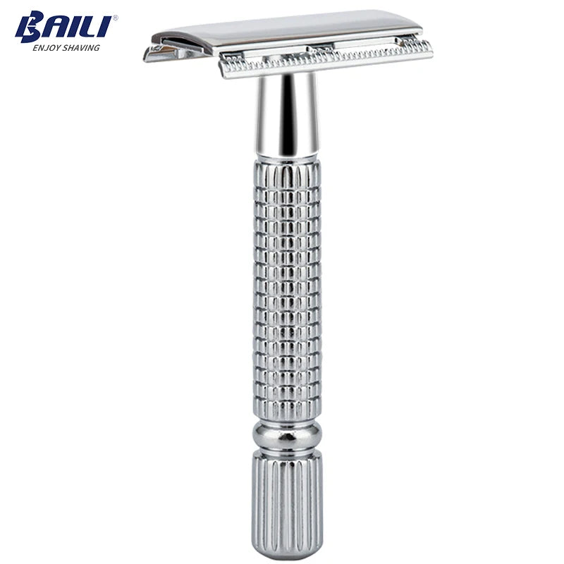 BAILI Classic Double Edge Safety Razor with 1 Platinum Blade for Men Women Beard Leg Hand Armpit Wet Shaving BR131T