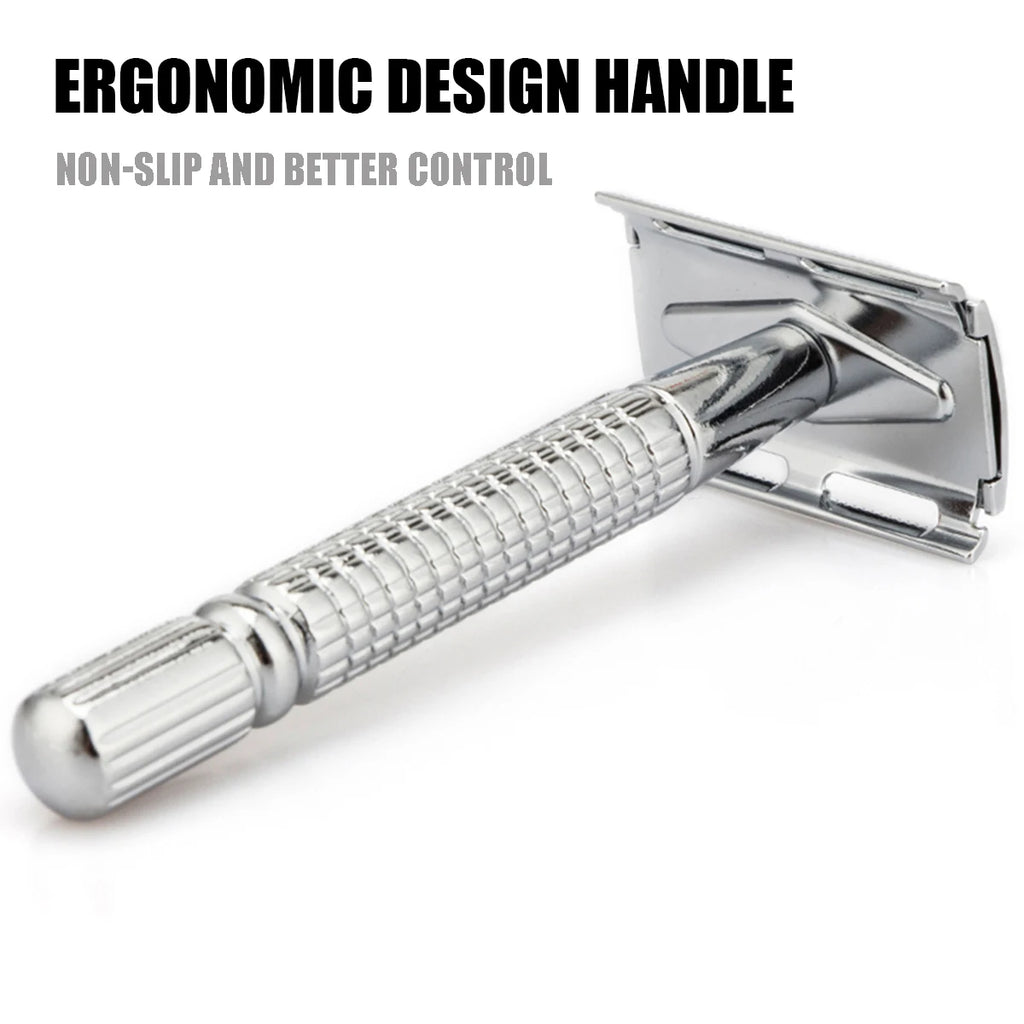 BAILI Classic Double Edge Safety Razor with 1 Platinum Blade for Men Women Beard Leg Hand Armpit Wet Shaving BR131T
