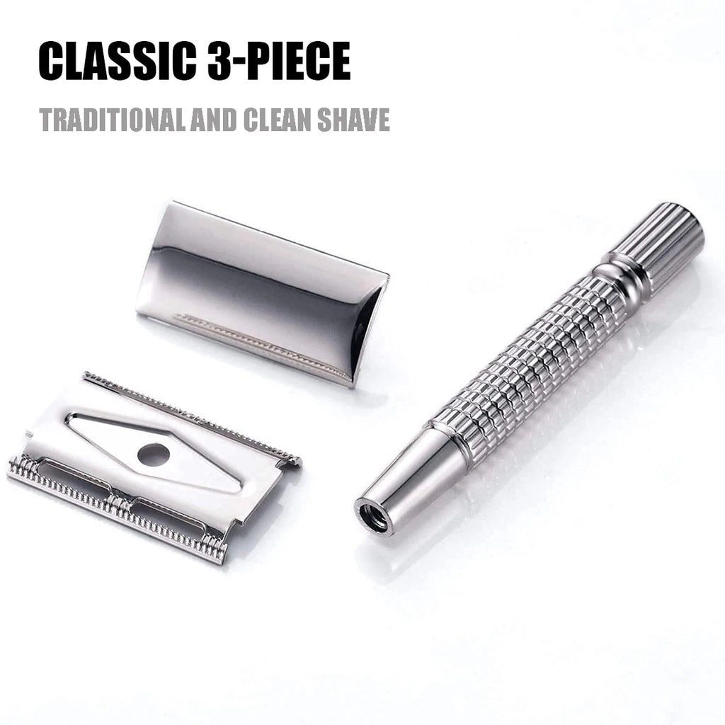 BAILI Classic Double Edge Safety Razor with 1 Platinum Blade for Men Women Beard Leg Hand Armpit Wet Shaving BR131T
