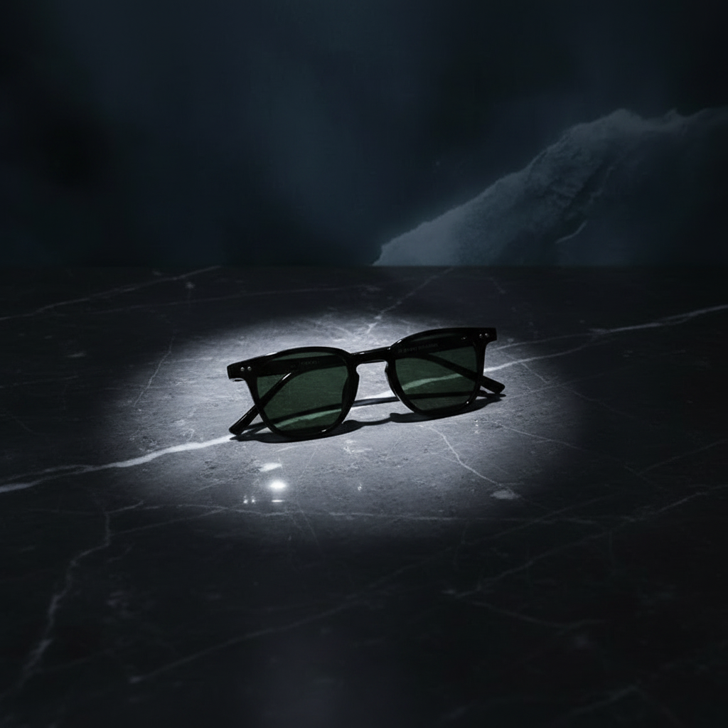 Vintage Square Sunglasses - Green lenses